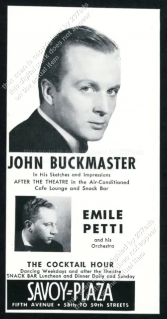 1940 John Buckmaster photo Savoy Plaza Hotel NYC vintage print ad