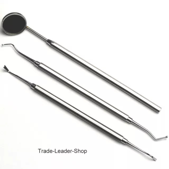 3er Dentalset Teeth Cleaning Tartar Scratches Dental Mirror Dental Probes