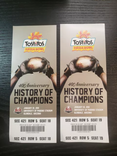 2011 FIESTA BOWL FULL TICKET OKLAHOMA vs UCONN CONNECTICUT