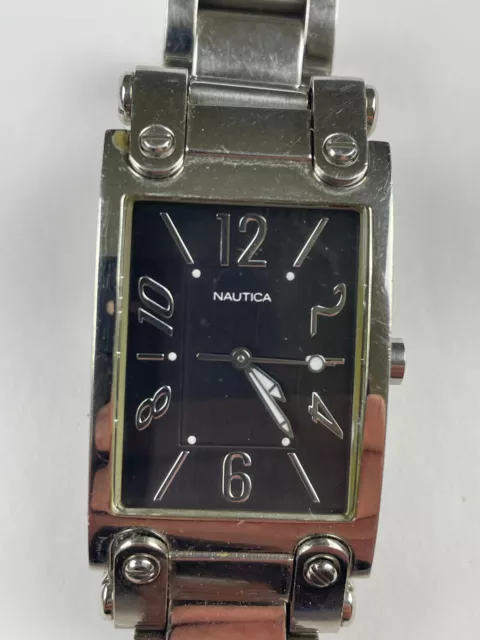 Nautica N11514L Womens Rectangle Quartz Watch Stainless Steel Band