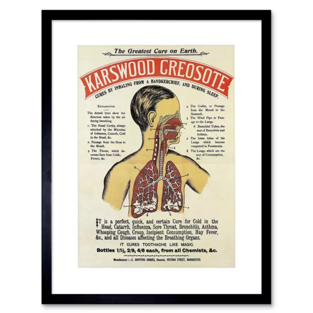 Ad Karswood Creosote Medicine Weird Text Medical Framed Art Print 12x16 Inch