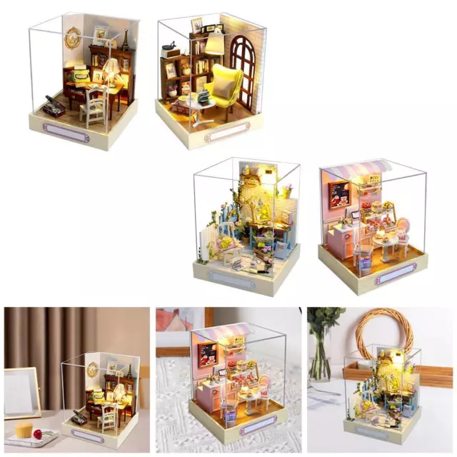 Miniature Wooden Doll House with Furniture Kits Cottage  DIY 3D Puzzles Building