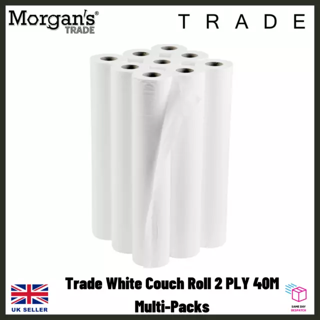 Trade White Couch Roll 20", 2 PLY Hygiene Roll-40 Meters Long