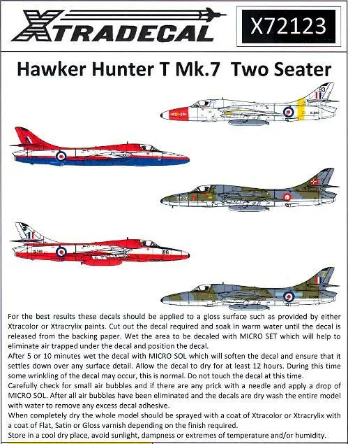 Xtra Decals 1/72 HAWKER HUNTER T Mk.7 TWO SEATERS