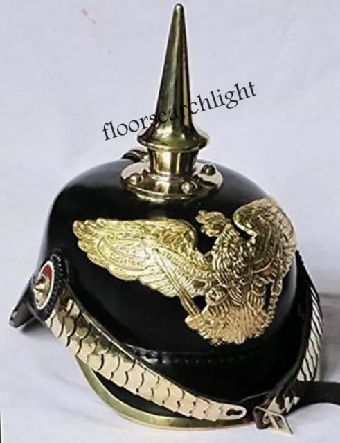 Prussian Leather German Pickelhaube Helmet Ww1 & Ww2 Replica Long Spiked Helmet