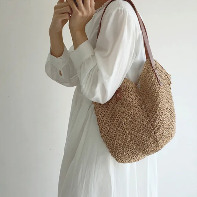 Retro Straw Woven Tote New Chic Summer Beach Fashion Handbag Shoulder Bag BR