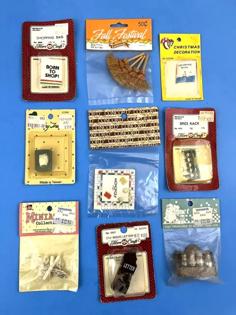 Lot Of 9~Vintage Dollhouse Miniatures~Fibre Craft-Concord-Leewards-Mangelsen's