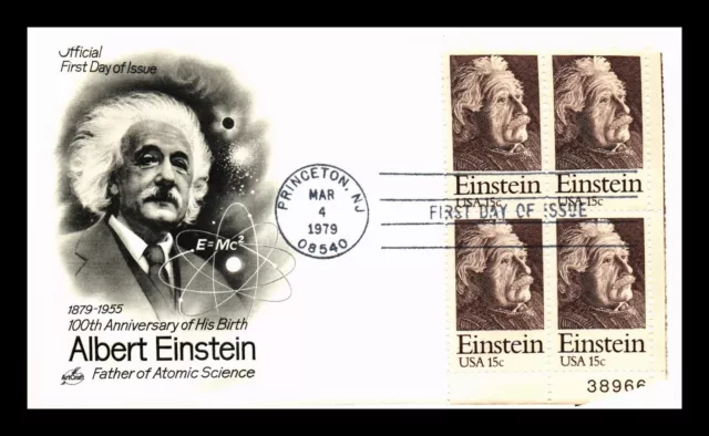 Dr Jim Stamps Us Cover Albert Einstein 100Th Anniversary Fdc Plate Block