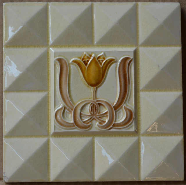 England - Antique Art Nouveau Majolica Tile C1900