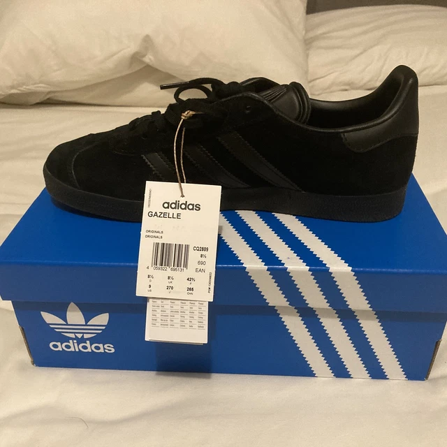 NEW.TAGS.BOX!!! Adidas Originals Gazelle Triple Black Suede Trainers UK8.5