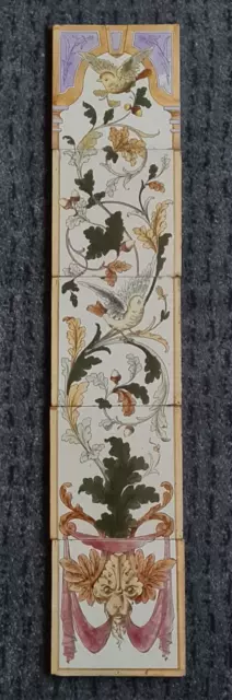 Superb Antique Fireplace Panel of Five Tiles The Decorative Art Tile Ltd C1880