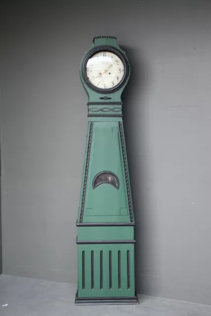 Antique provincial Mora longcase grandfather clock original painted Swedish 1785 2