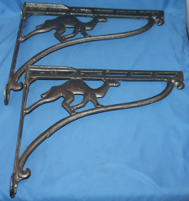 Vintage Pair Of Camel Cast Iron Shelf Brackets