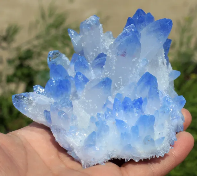 562g New Find Blue Phantom Quartz Crystal Cluster Mineral Specimen Healing