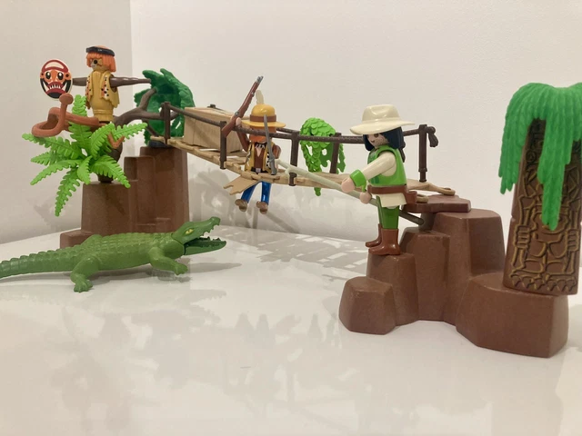 Playmobil 3016 – Aventuriers, Pont Suspendu, Indigènes, Alligators Et Singes – Complet