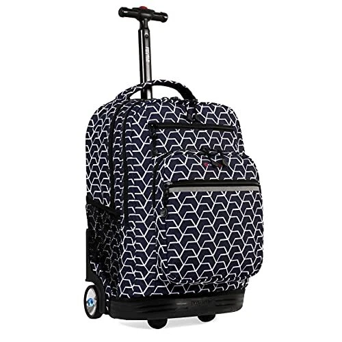 J World New York Sundance Rolling Backpack Girl Boy Roller Bookbag Black and ...