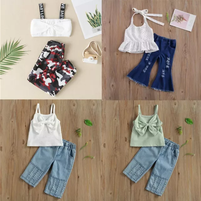 Toddler Girls Summer Outfit Clothes Tops Sleeveless Vest Pants Kids Casual 2PCS