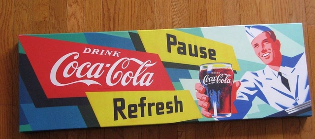 Coca-Cola Advert Giclée Stretched Canvas Print 12 by 36 Art New Coke Waiter