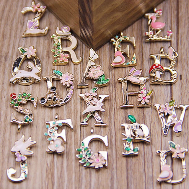 26 PCS English Letter Charms Alphabet Accessories Women Alloy Necklace Pendants