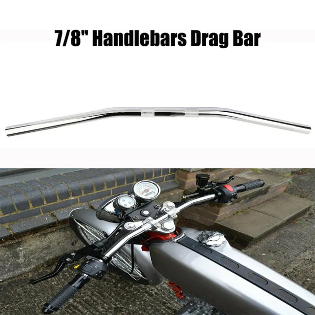 7/8'' 22mm Universal Motorcycle Drag Bar Handlebars Chrome For Chopper Suzuki