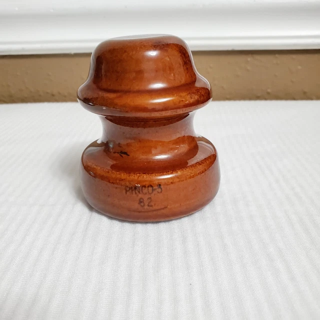 Vintage Brown Glazed Porcelain Insulator Pinco-3 82