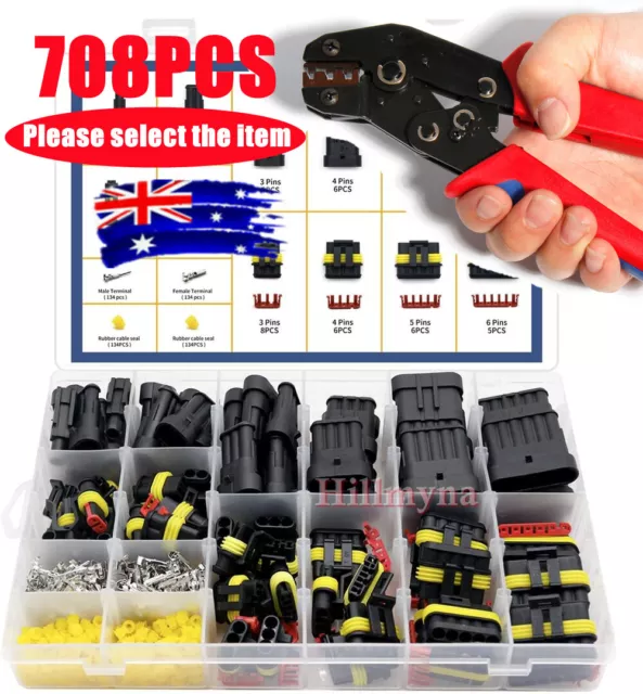 708PCS/43Sets Waterproof 1-6 Pin Way Car Auto Electrical Wire Connector Plug Kit