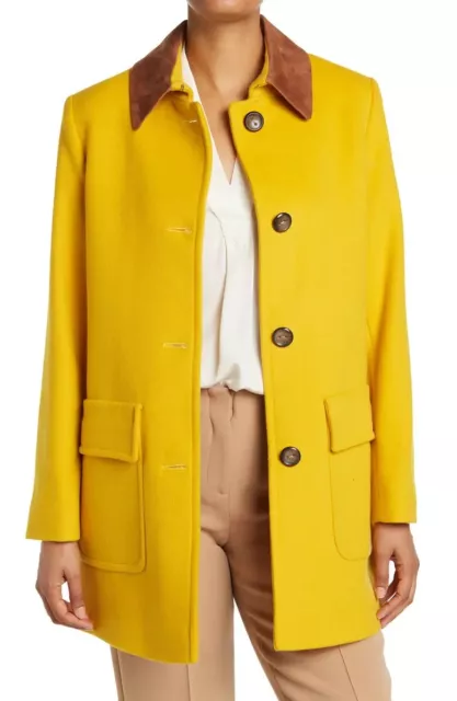 $679 FLEURETTE STUDIO Womens Jacket Large L Dijon Yellow Wool Barn Coat