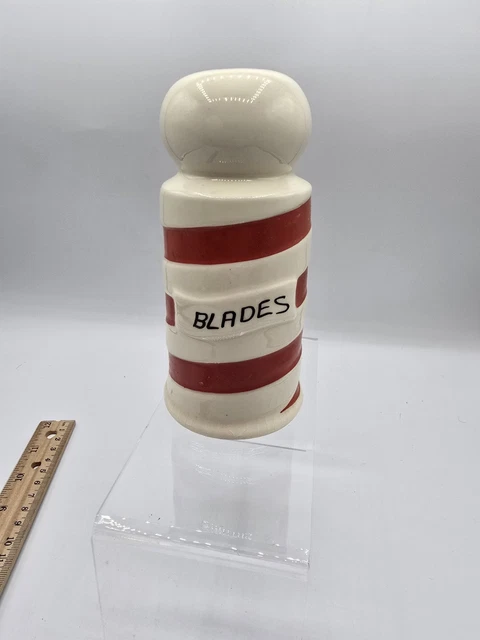 VINTAGE CERAMIC BARBER Pole Razor Blade Disposal Container $14.99 ...