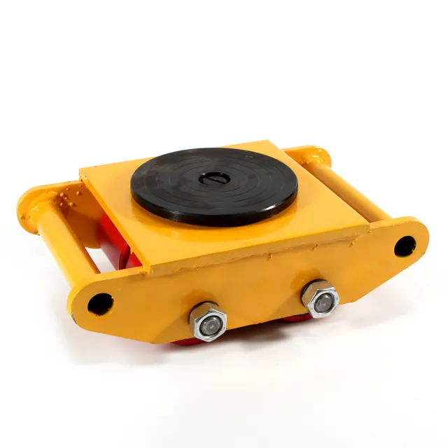 Industrial 6T Yellow Machinery Mover Roller Trolley with 360 Degree Rotation Cap