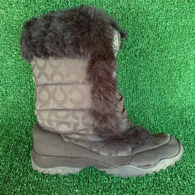 Buy the COACH Jennie Signature Black Rabbit Fur Boots Women's Size 9 B