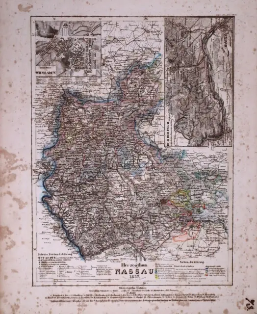 Dated 1837 Universal Atlas Map ~ DUTCHY of NASSAU / GERMANY ~ (10x12)-#1300 2