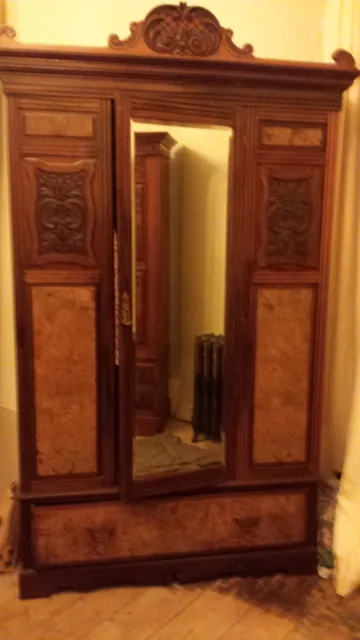Attractive Victorian Mahogany Double wardrobe with mirror