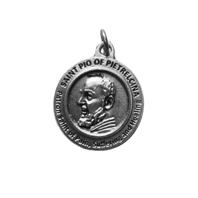 Santos Pio de Pietrelcina Color Plata Medalla 2cm Patron De Curación Católica