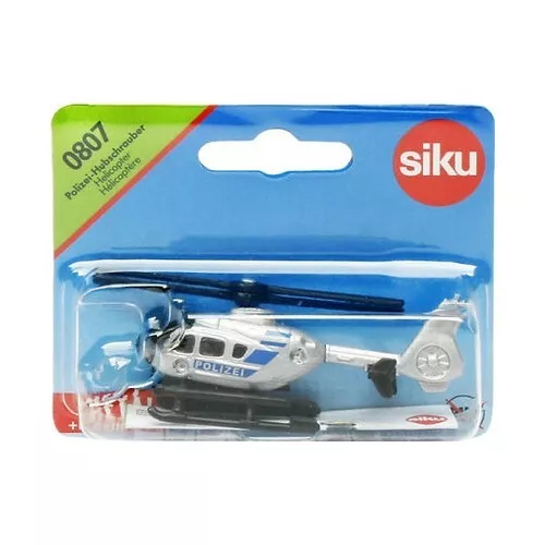 SIKU 0807 Polizei-Hubschrauber Police Helicopter Silver 1:87 HO MINT IN BLISTER