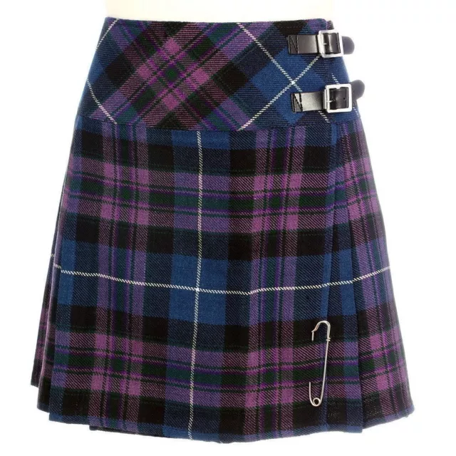 Scottish Ladies Mini Pride Of Scotland Tartan Kilt/Women Skirt 16' long Kilt pin