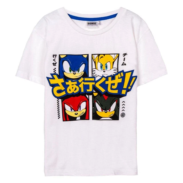Sonic Tshirt Maglietta Bambino Bimbo Cotone Bianco Manica Corta Originale Nuovo