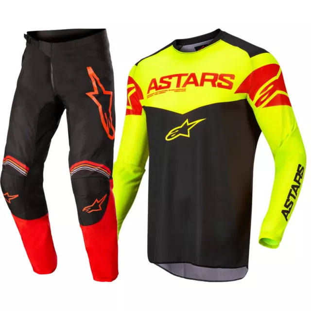 NEW Alpinestars Fluid Tripple Black/Fluro/Red Motocross Dirt Bike Gear Set