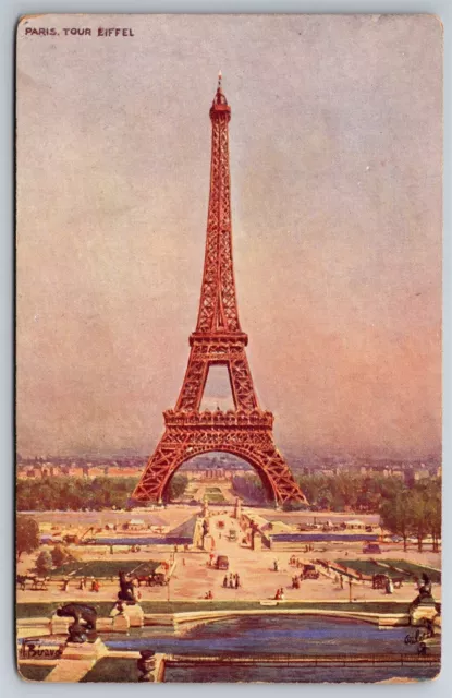 Tucks Oilette Paris Eiffel Tower Birdseye View Art Postcard C1907 G11