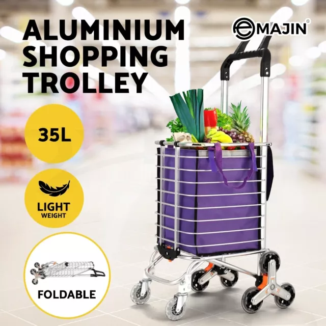 Emajin Foldable Shopping Cart Trolley Grocery Bag Basket  Rolling Wheel Portable 3