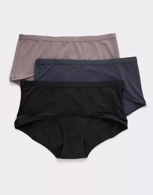 Hanes Women's Boyshort 3-Pack Fresh & Dry Light Period Underwear Soft Washable