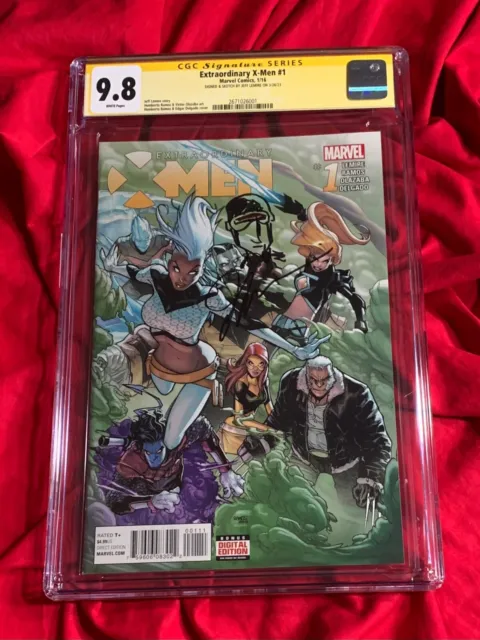 CGC SS 9.8~Extraordinary X-Men #1~Signed+Original Cyclops Art by Jeff Lemire~001