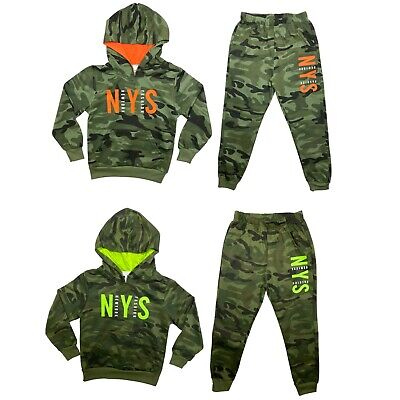 Boys Kids Tracksuit Camouflage Hoodie Joggers Jogging Bottoms Camo Outfit Set
