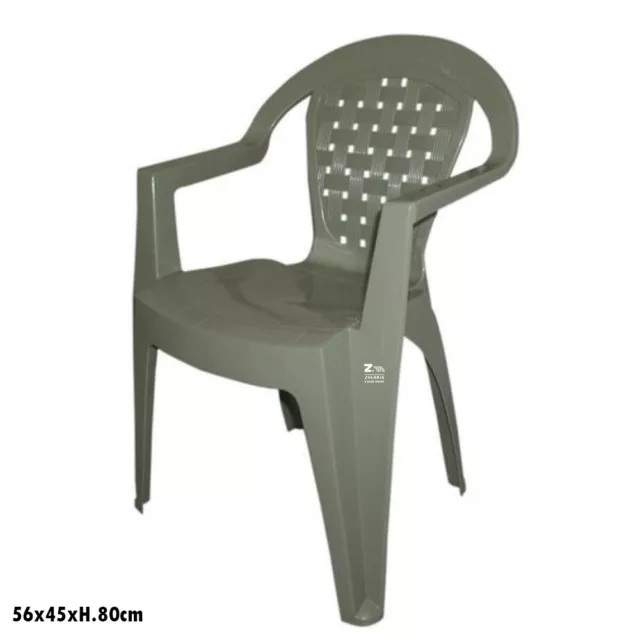 Poltrona Sedia Norma Con Braccioli Md Plastica Tortora Antiscivolo Monoblocco