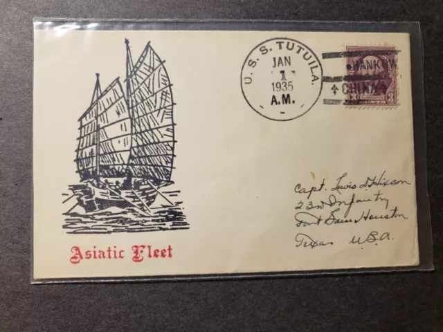 Gunboat USS TUTUILA PR-4 Naval Cover 1935 ASIATIC FLEET Cachet HANKOW, CHINA