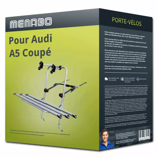 Porte-vélo Menabo Logic 3 pour Audi A5 Coupé 06.2007-01.2017 3 vélos TOP