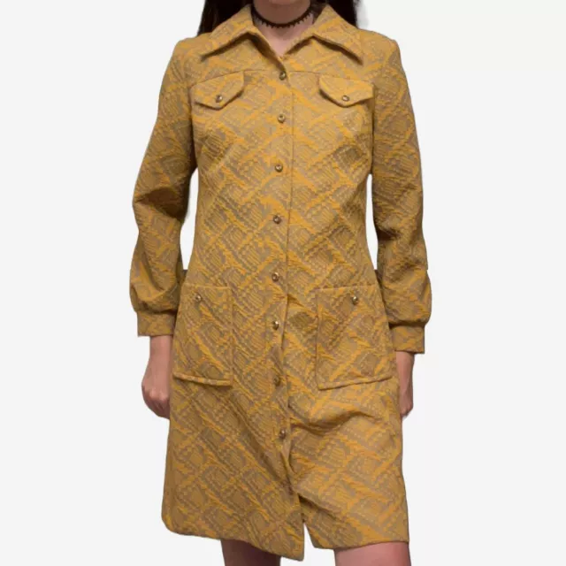 Vintage 1960s Marigold Princess Mod Dress Coat Trench antique 1970s 1950s Jacket 2