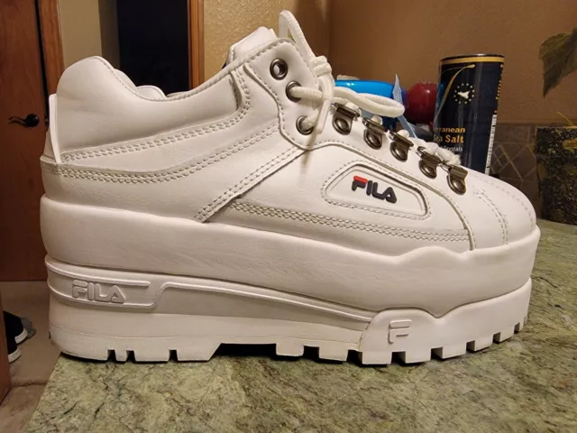 FILA TRAILBLAZER WEDGE Platform Sneaker White Women s Size 8.5