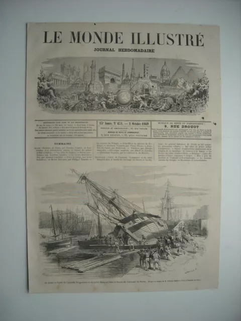 Gravure 1869. Le Havre. Lutte Assassin Troppmann Et Calfat Hauguel Bassin Carena
