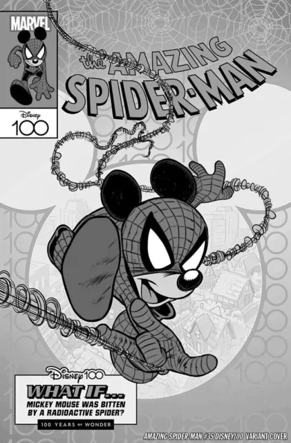 Amazing Spider-Man #35 1:100 What If? Disney100 B&W Variant Presale 10/12/23 Nm