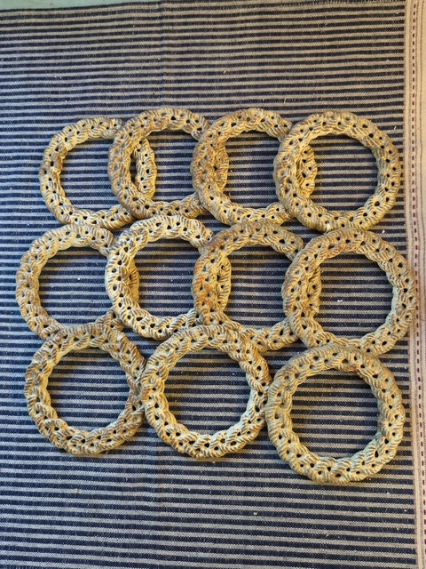 Set 11 Antique Vintage Victorian Cast Iron Ornate Curtain Rod Tie Back Rings